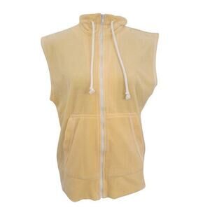 Vintage Y2K Claudia B.‎ Velour Yellow Hoodie Zip-Up Vest Streetwear Medium USA